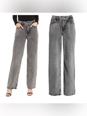 Good American Washed Gray High-Rise Straight Leg Jeans Size 15